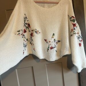 POL Cream Floral Star Sweater